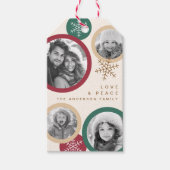 ラブ ピース スノーフレーク カラフル フォト ホリデー ギフトタグ (正面)