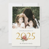 ラブ ピース ヘルス ポインセチア バンチ ゴールド 2023 フォト シーズンカード (正面)