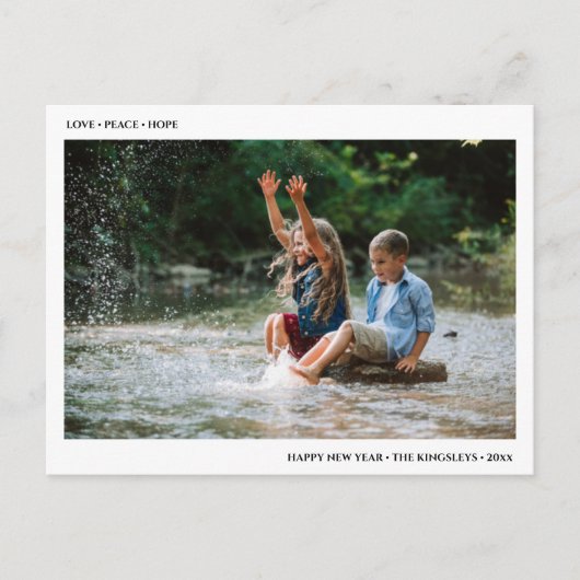 ラブ·ピース·ホープ|ミニマリストが新年の写真を撮る シーズンポストカード (正面)