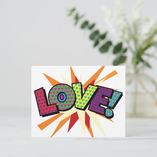 ラブ ファン レトロ コミック ブック ポップ アート ポストカード (スタンド正面)