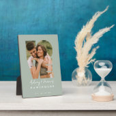 ラブ フォト シンプル モダン パーソナライズ ギフト グリーン フォトプラーク (側面)