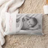 ラブ フォト 記念 ピンク タイポグラフィー 腰 クッション (ブランケット)