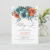 ラブ フォーリング イン ティール オレンジ ウェディング ブライダル シャワー 招待状 (スタンド正面)