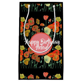 ラブ フラワーズ オレンジ ポピー フローラル ギフト バッグ スモールペーパーバッグ