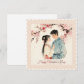 ラブ＆フラワーズ - ヴィンテージ バレンタインデーのカード シーズンカード (正面/裏面)