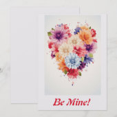 ラブ フラワー レインボー ハート 4  - あなただけの特別なデザイン シーズンカード (正面/裏面)