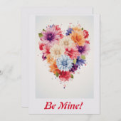 ラブ フラワー レインボー ハート 4 個人用 シーズンカード (正面/裏面)