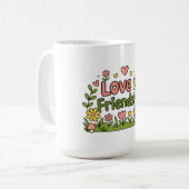 ラブ&フレンズ 15 oz 美的セラミックマグ コーヒーマグカップ (正面左)
