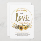 ラブ フローラル カップル シャワー 招待状 (正面/裏面)