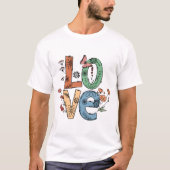 ラブ フローラル タイポグラフィ Tシャツ (正面)