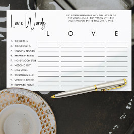 ラブ ブライダルシャワー ワードゲーム ソフトグリーンウォッシュ