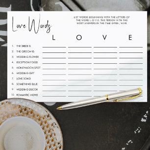 ラブ ブライダルシャワー ワードゲーム ソフトグリーンウォッシュ