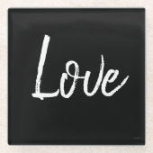 ラブ ブラックアンドホワイト - ガラス コースター (正面)