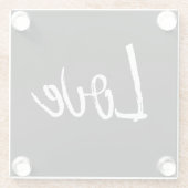 ラブ ブラックアンドホワイト - ガラス コースター (裏面)