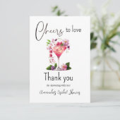 ラブ ブラッシュ ピンク フラワーブライダルシャワーおめでとう サンキューカード (スタンド正面)