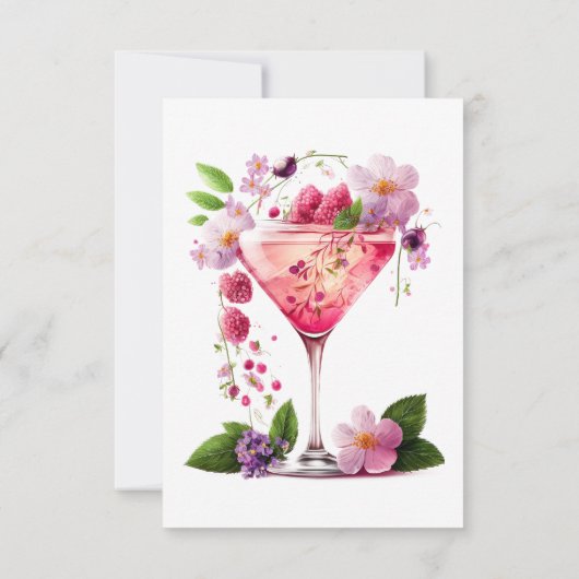 ラブ ブラッシュ ピンク フラワーブライダルシャワーおめでとう サンキューカード (裏面)