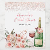 ラブ ブラッシュ ピンク ブライダル シャワー おめでとう ワインラベル (シングルラベル)
