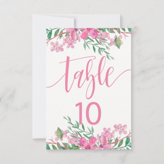 ラブ ブルーム ピンク テーブル ナンバー シーティング チャート 招待状 (正面)