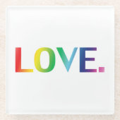 ラブ，プライドlgbt lgbtqゲイ同性愛者レインボーカラー ガラスコースター (正面)