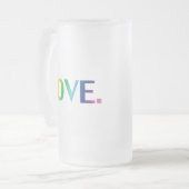 ラブ，プライドlgbt lgbtqゲイ同性愛者レインボーカラー フロストグラスビールジョッキ (正面左)