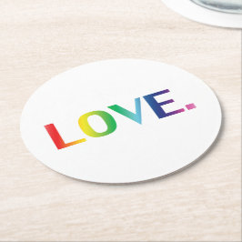 ラブ，プライドlgbt lgbtqゲイ同性愛者レインボーカラー ラウンドペーパーコースター