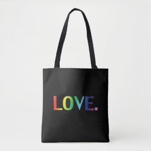 ラブ,プライドlgbt lgbtqゲイ同性愛者レインボーブラック トートバッグ