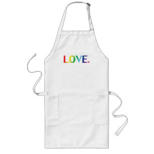 ラブ、プライドlgbt lgbtq虹色 ロングエプロン