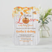 ラブ·ベビ素朴ー·シャワーの秋の招待。ウッド 招待状 (スタンド正面)