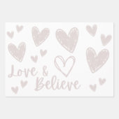 ラブ&ホワ信じイドードルパステルハート紙 ラッピングペーパーシート (正面3)