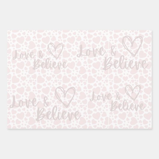 ラブ&ホワ信じイドードルパステルハート紙 ラッピングペーパーシート (正面)