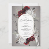 ラブ＆ボンズ スプーキーレッド フローラル ブライダルシャワー 招待状 (正面)