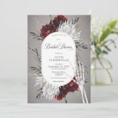 ラブ＆ボンズ スプーキーレッド フローラル ブライダルシャワー 招待状 (スタンド正面)