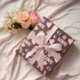 ラブ ボーホー レインボー フォト ラッピングペーパー