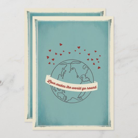 ラブ メイクス ザ ワールド ゴー ラウンド ウェディング インビテーション (正面/裏面)