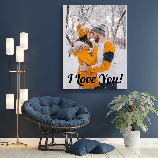 ラブ モダンスクリプト カップル フォト エレガント キャンバスプリント