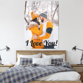 ラブ モダン スクリプト カップル フォト エレガント キャンバスプリント (インサイチュ (寝室))