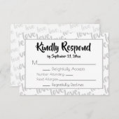 ラブ モダン スクリプト タイポグラフィー RSVP (正面/裏面)