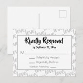 ラブ モダン スクリプト タイポグラフィー RSVP インビテーションポストカード (正面/裏面)