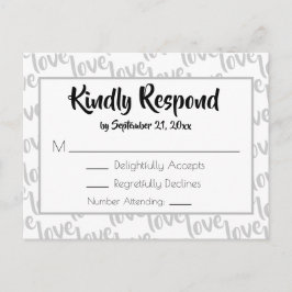 ラブ モダン スクリプト タイポグラフィー RSVP インビテーションポストカード