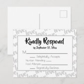 ラブ モダン スクリプト タイポグラフィー RSVP インビテーションポストカード (正面/裏面)