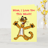 ラブ・ユーこのかわいいタイガー・ハッピーバースデー・ママ カード (黄色い花)