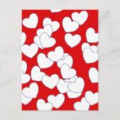 『ラブ・ユー』はがき赤と白ハート ポストカード (正面)