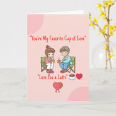 ラブ・ユー・ア・ラテ - かわいいコーヒー バレンタインデーの車 カード (黄色い花)