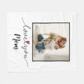 ラブ·ユー·ママ·フォト·マザー·デイ フリースブランケット (正面(横))