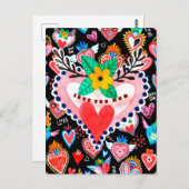 ラブ・ユー・ママ・メカラフルキシコ・ハートズ・マザーズ・デイ ポストカード (正面/裏面)