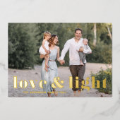 ラブ&ライトはっきりしたタイポグラフィハヌカー写真 箔シーズンカード (正面)