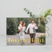 ラブ&ライトはっきりしたタイポグラフィハヌカー写真 箔シーズンカード (立ち正面)