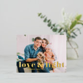 ラブ&ライトはっきりしたタイポグラフィハヌカー写真 箔シーズンポストカード (立ち正面)