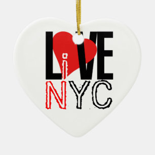 ラブ&ライブインNYCハートオーナメント白黒 セラミックオーナメント