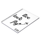 ラブ ライブ フライ タイポグラフィ & ハート, 飛行機を飛ばす ノートブック (左側)